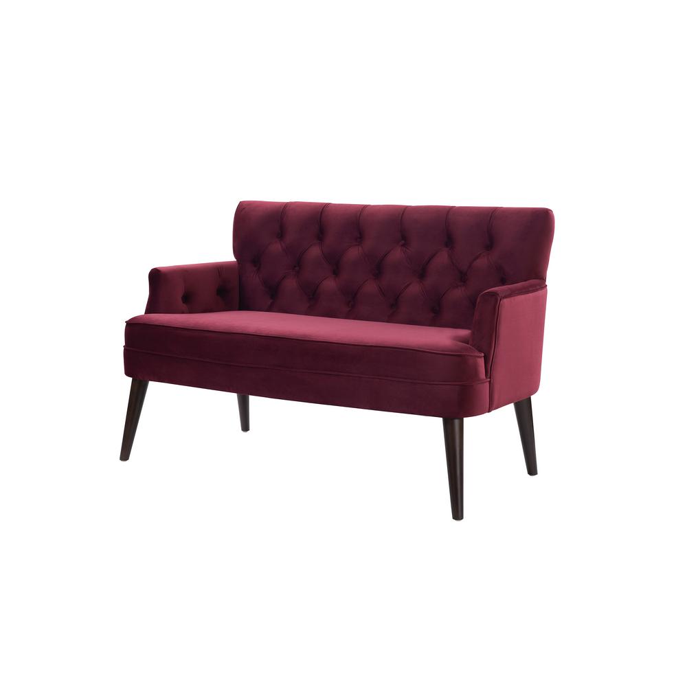 Settee Sofas Loveseats Living Room Furniture The Home Depot Mia Burgundy Tufted Accent Settee