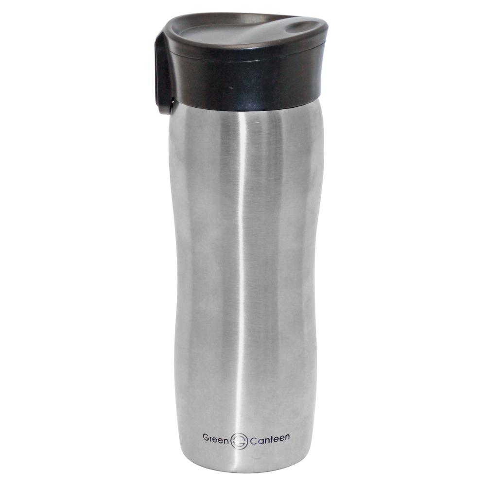 Green Canteen 14 oz. Silver Double Wall Stainless Steel Vacuum Tumbler with Push... by Green Canteen