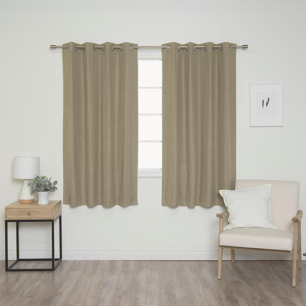 Best Home Fashion Linen Look 52 in. W x 63 in. L Grommet Curtains in ...