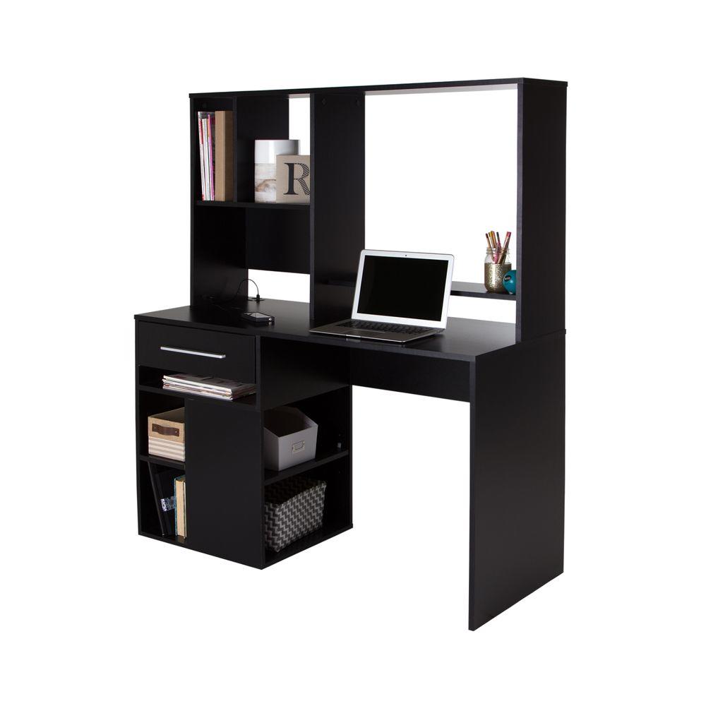 South Shore 48 In Rectangular Pure Black 1 Drawer Computer Desk