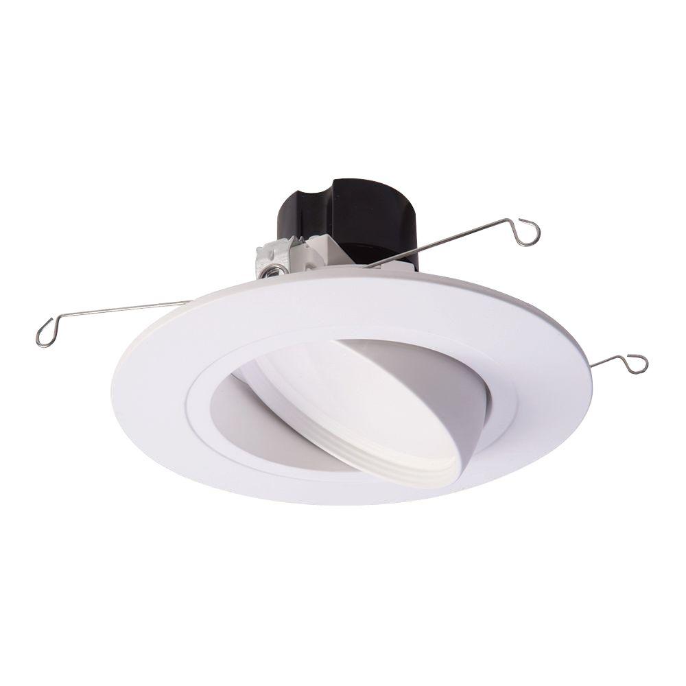 Halo RA 5 in. and 6 in. White Integrated LED Recessed Ceiling Light Fixture Adjustable Gimbal Trim 90 CRI, 2700K Warm White
