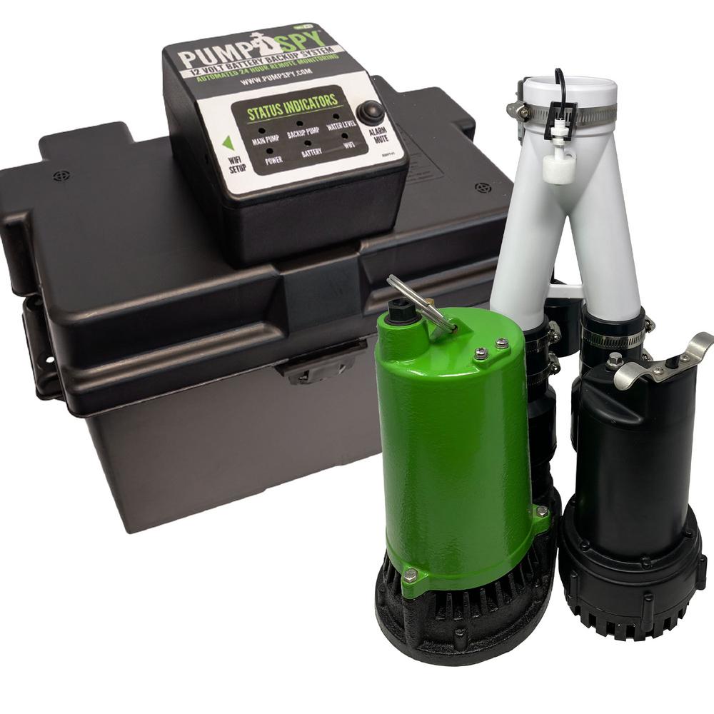 THE BASEMENT WATCHDOG Big Combo CONNECT Model CITS-50 1//2 HP Primary and Battery Backup Sump Pump System with Smart WiFi Capable and 24 Hour a Day Monitoring Controller