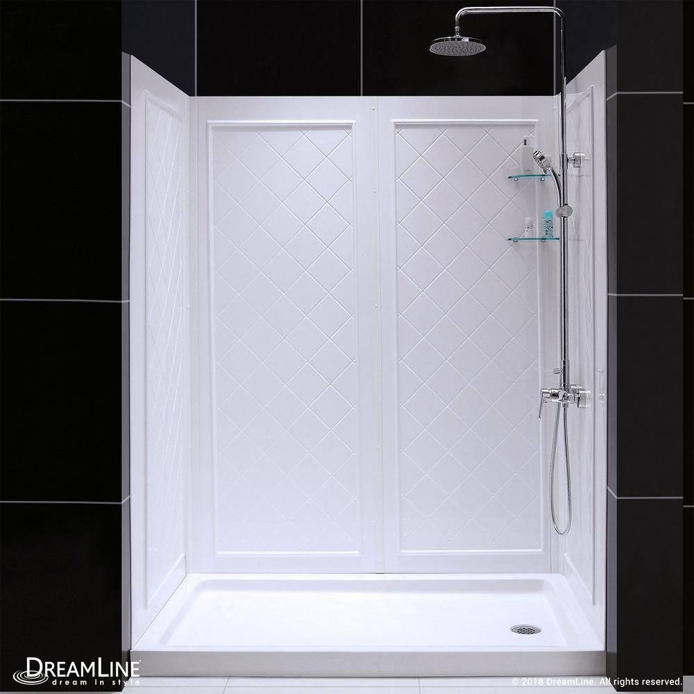 DreamLine SlimLine 30 In X 60 In Single Threshold Shower Base In   White Right Hand Drain Base Dreamline Shower Stalls Kits Dl 6189r 01 64 1000 