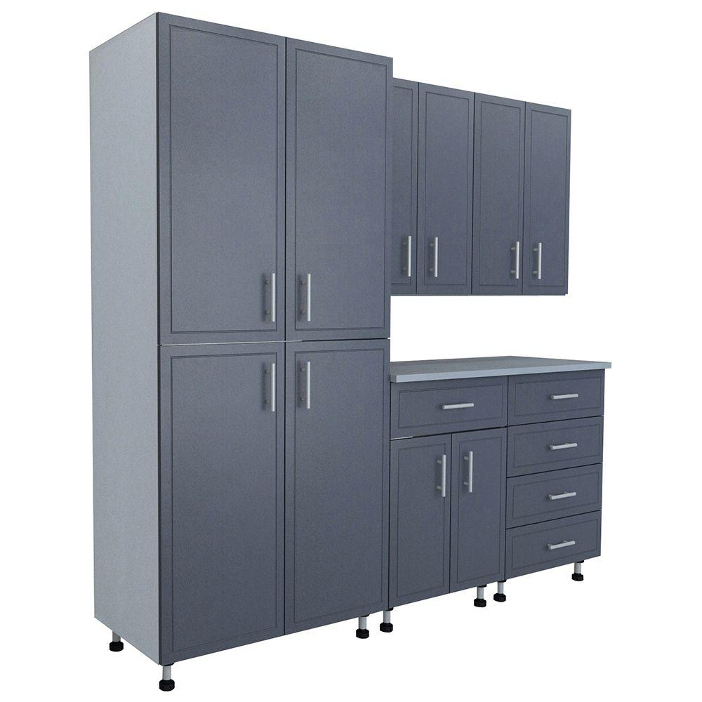 Closetmaid 805 In X 84 In X 21 In Progarage Basic Storage Systems In Gray 6 Piece 27440 The Home Depot