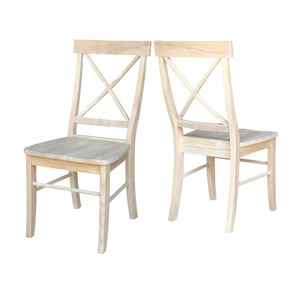 International Concepts Unfinished Wood X Back Dining Chair Set Of 2 C 613p The Home Depot