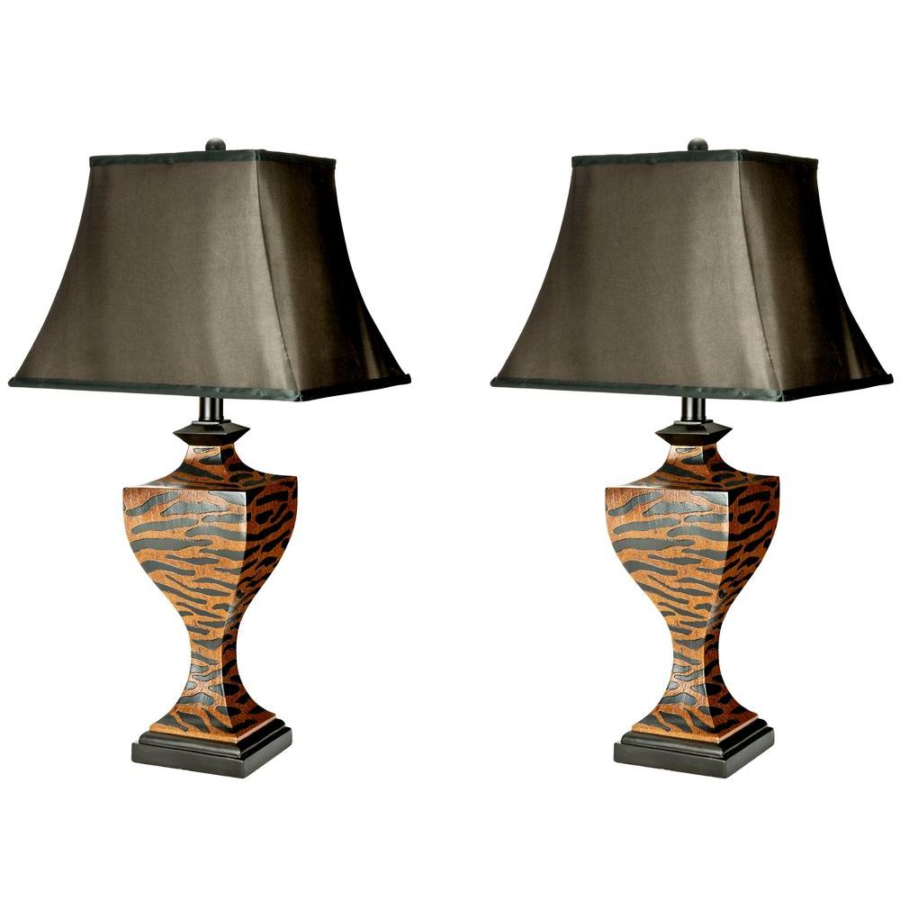 Safavieh Sahara 32 5 In Black Satin Shade Safari Lamp Set Of 2