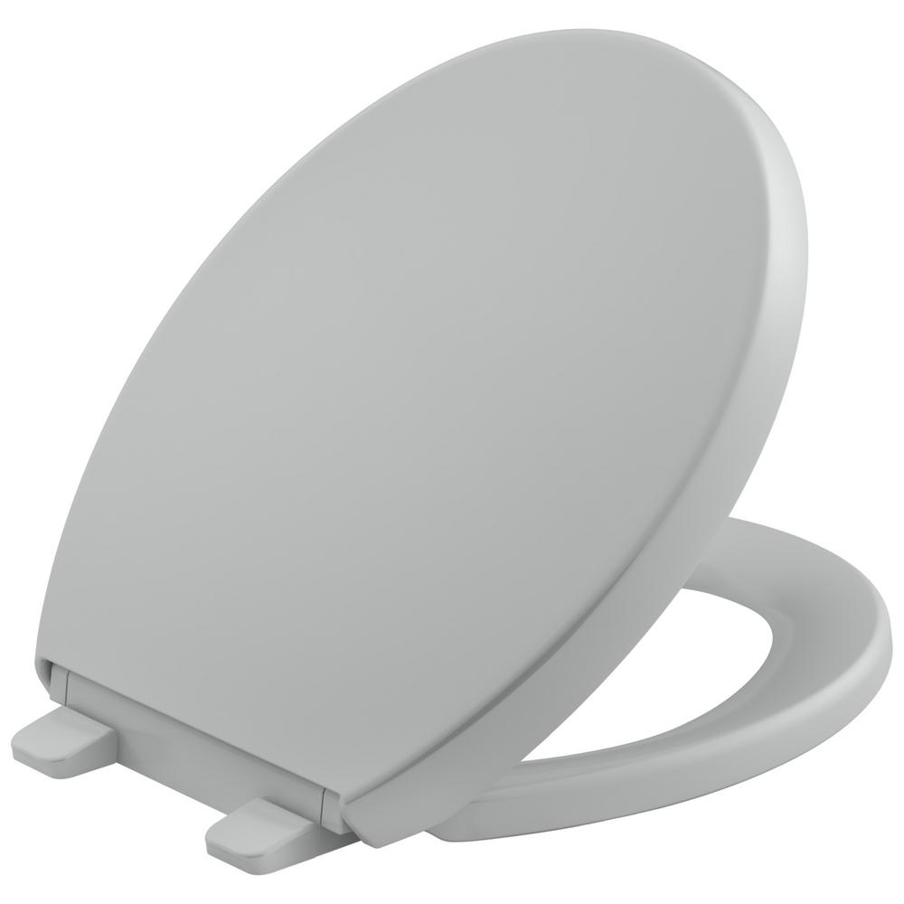 KOHLER Grip Tight Reveal Q3 Round Closed Front Toilet Seat in Ice GreyK400995 The Home Depot