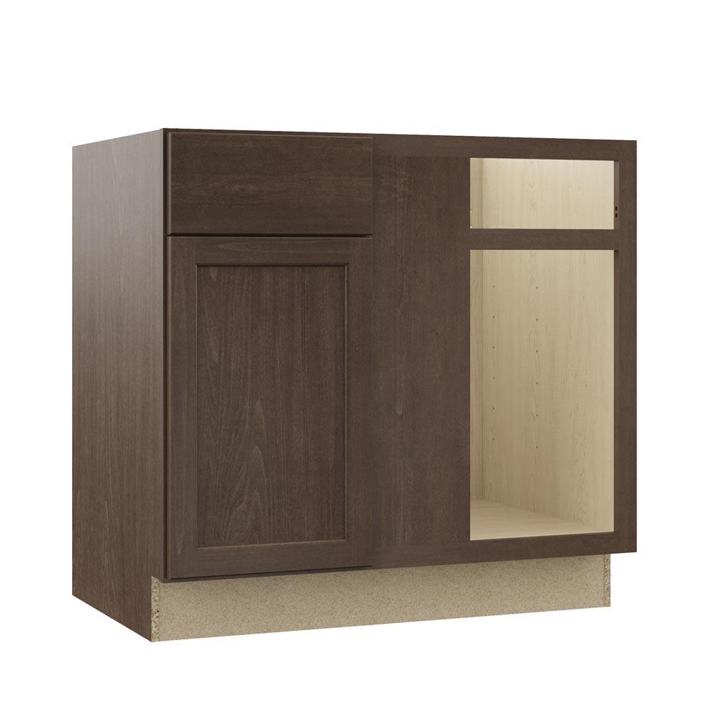 Hampton Bay Shaker Assembled 36x34.5x24 in. Blind Base Corner Kitchen