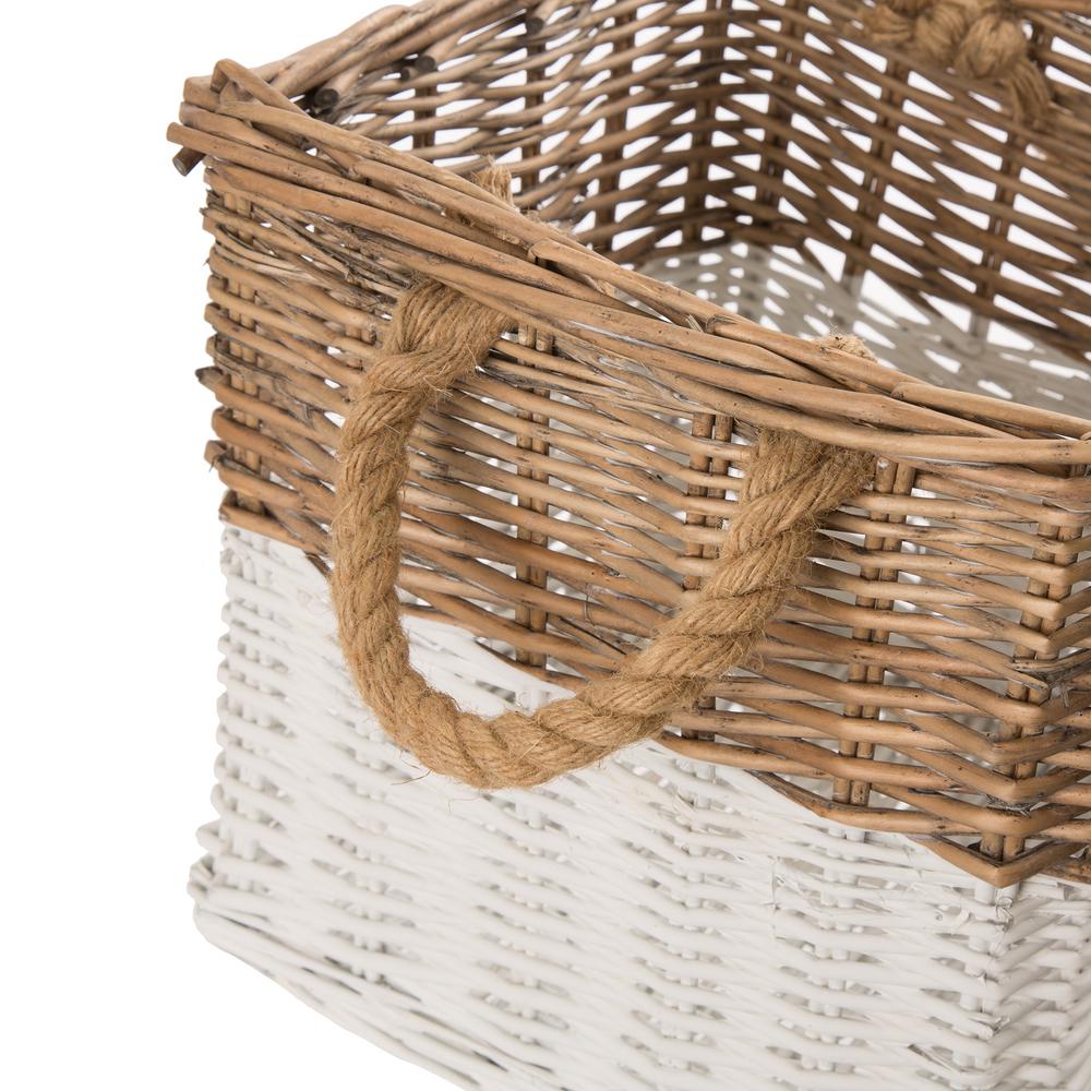 Glitzhome Natural White Square Wicker Baskets Set Of 3 1504203391 The Home Depot