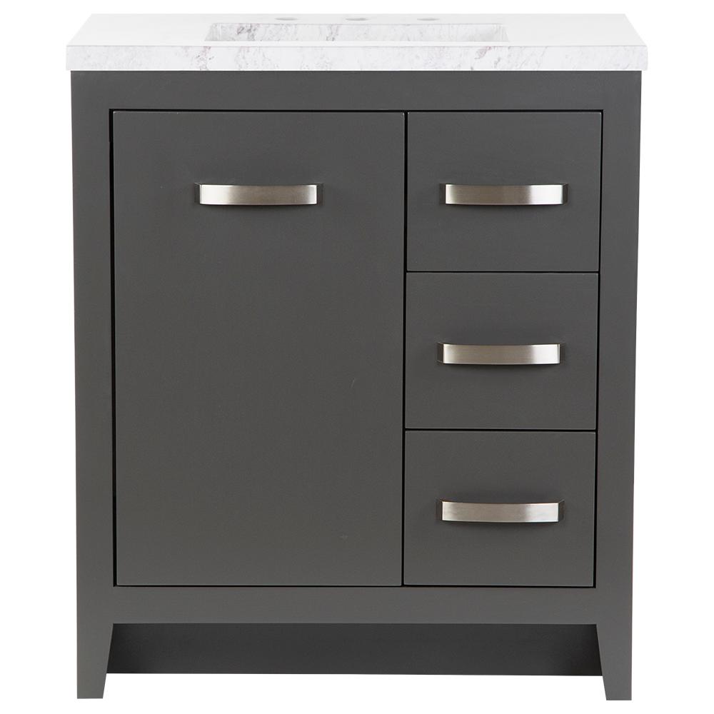 Home Decorators Collection Blakely 31 in. W x 19 in. D Bath Vanity in Shale Gray with Stone Effects Vanity Top in Lunar with White Sink