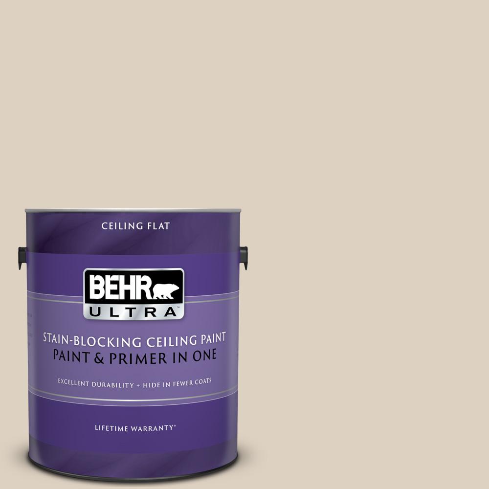 Behr Ultra 1 Gal Ul170 11 Roman Plaster Ceiling Flat Interior Paint And Primer In One