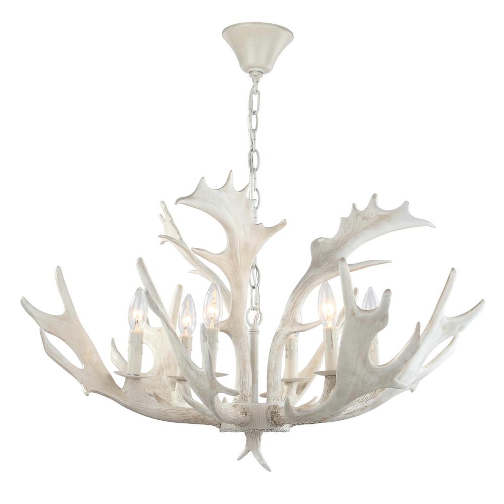 Safavieh Birch 6 Light White Antler Chandelier Cha4003a The Home Depot Safavieh Birch 6 Light White Antler, Modern White Antler Chandelier