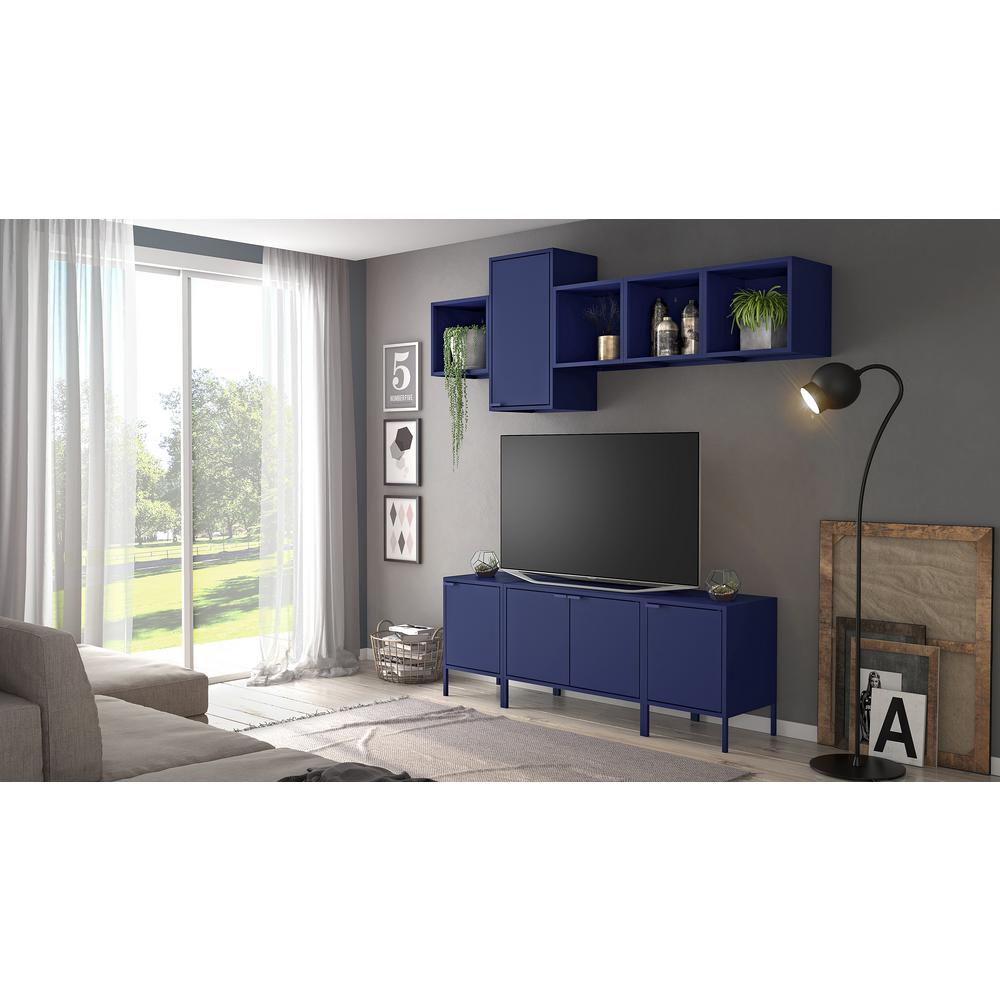 Manhattan Comfort Smart Blue Low 27 55 In Wide Tv Stand Cabinet