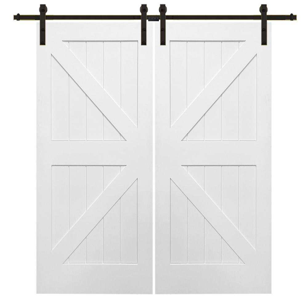 MMI Door 84 in. x 84 in. Primed KPlank MDF Barn Door with Sliding Door Hardware KitZ0341695