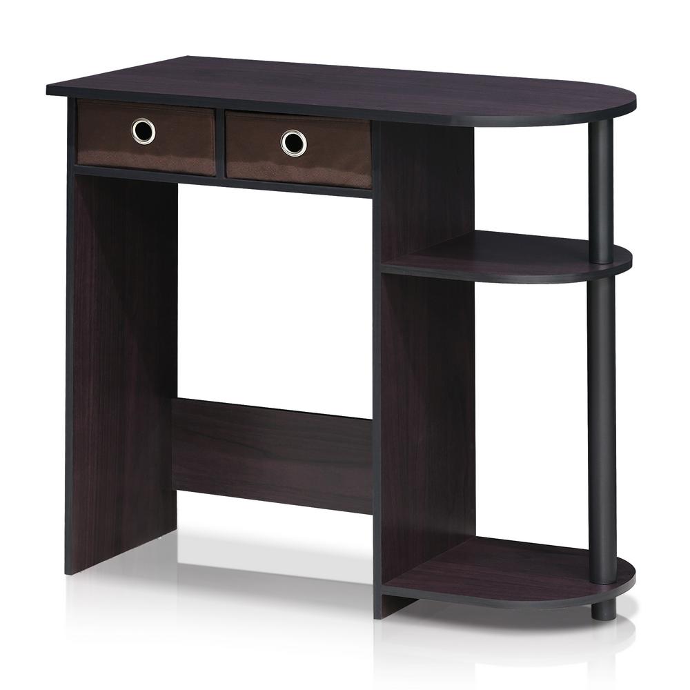 Furinno 32 in. Rectangular Walnut 2 Drawer Computer Desk ...