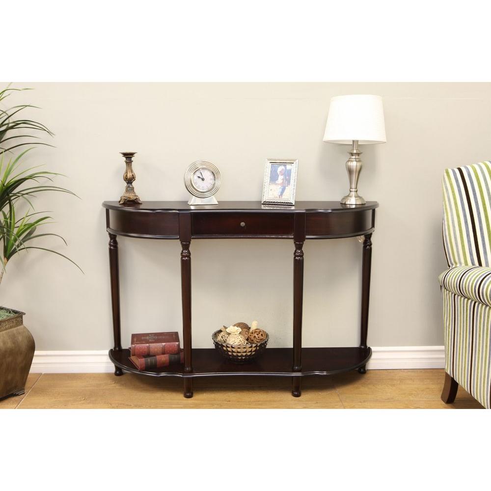 Frenchi Home Furnishing Dark Cherry Storage Console Table MH159