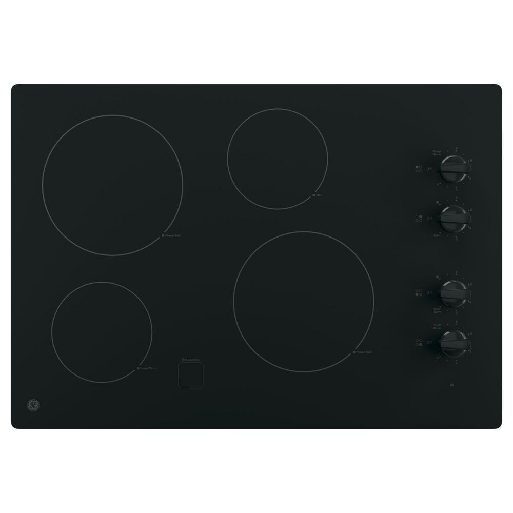 GE 30 in. Radiant Electric Cooktop in Black with 4 Elements including 2 Power Boil Elements