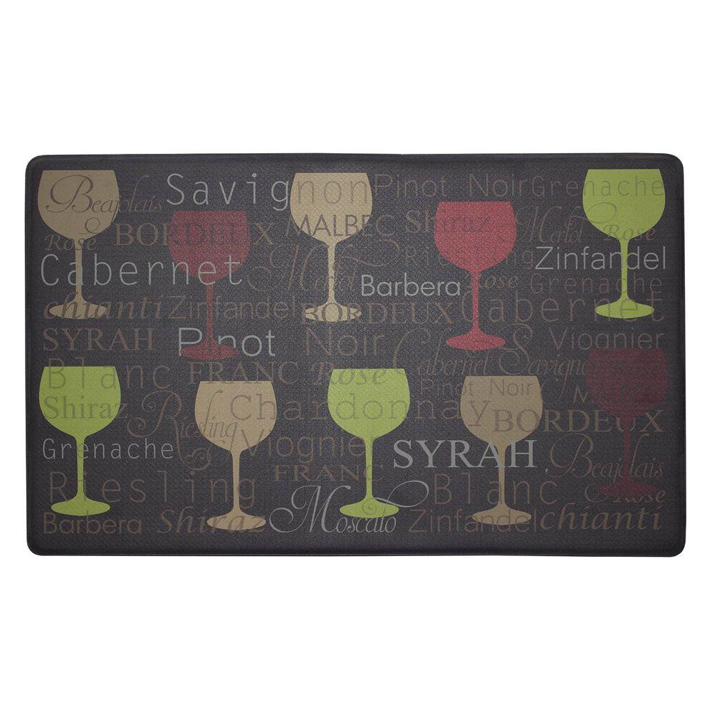 Chef Gear Wine Typography 18 In X 30 In Foam Comfort Kitchen Mat