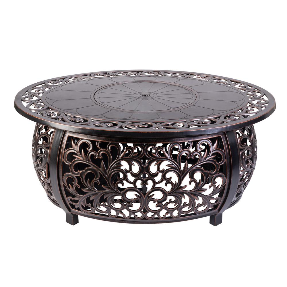 Fire Sense 40 In X 24 In Toulon Oval Cast Aluminum Lpg Fire Pit