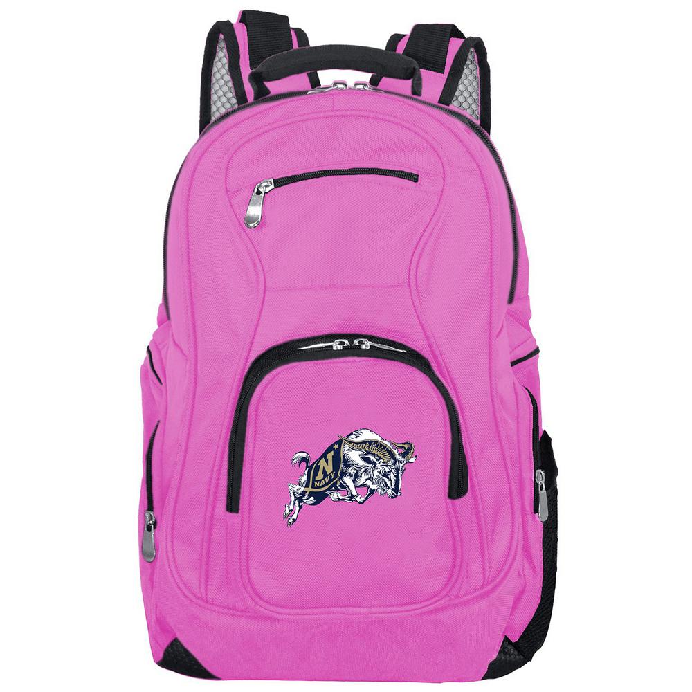 navy and pink backpack