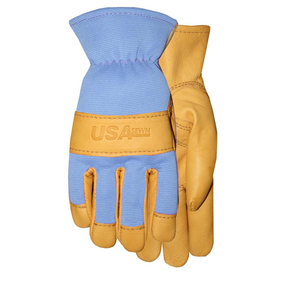 blue leather gloves ladies