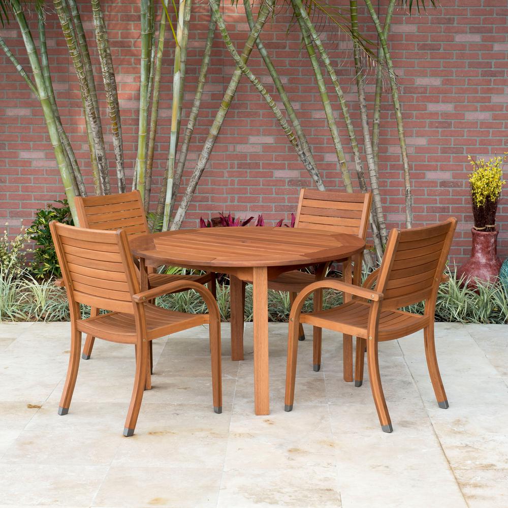Amazonia Arizona Eucalyptus Wood 5Piece Round Patio Dining SetSC_365
