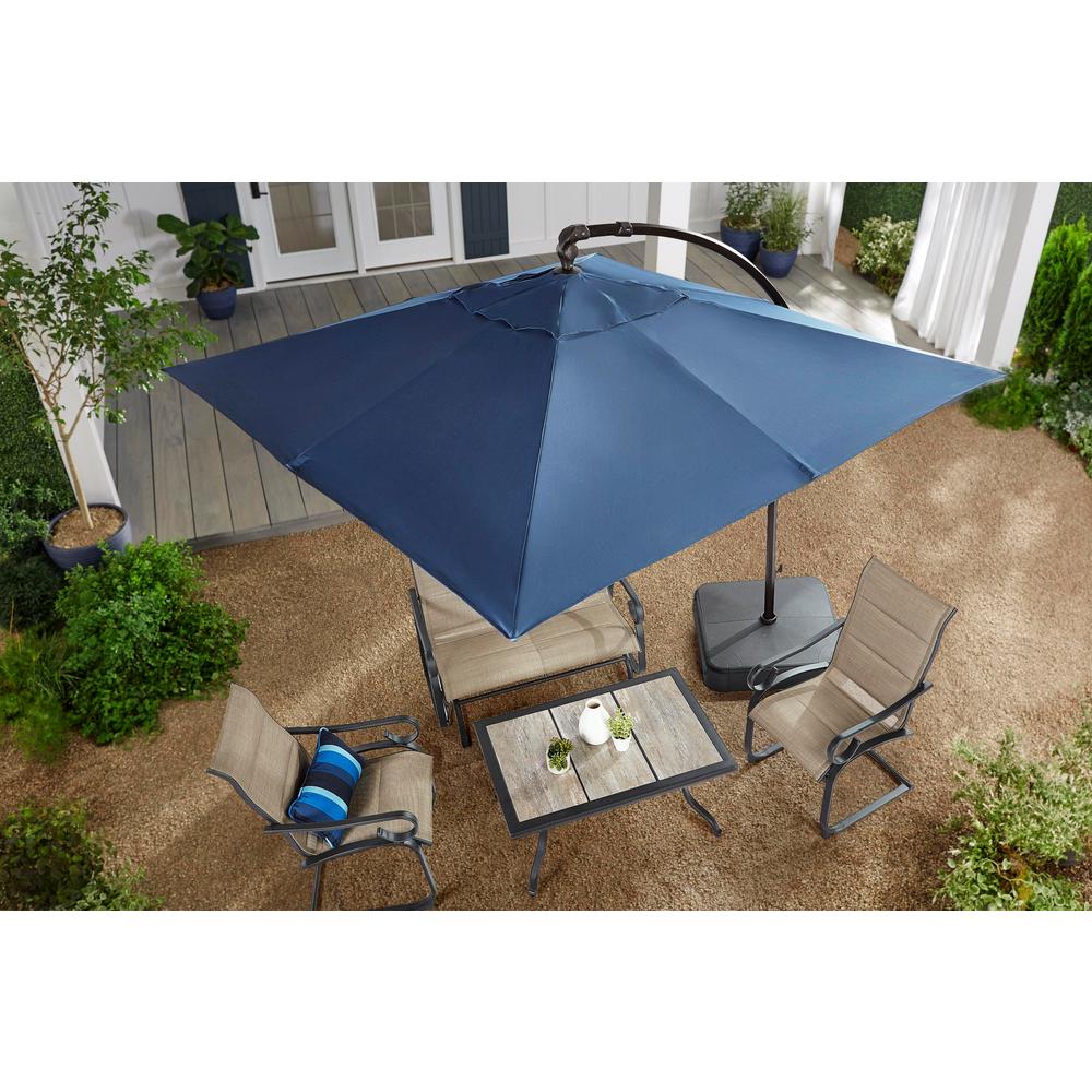 Hampton Bay 8 Ft Square Aluminum Cantilever Offset Outdoor Patio Umbrella In Midnight Navy Blue Yjaf 037 Mi The Home Depot