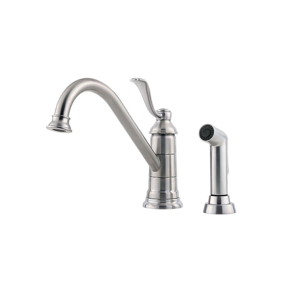 Pfister Portland SingleHandle Standard Kitchen Faucet with Side Sprayer in Stainless SteelLG34