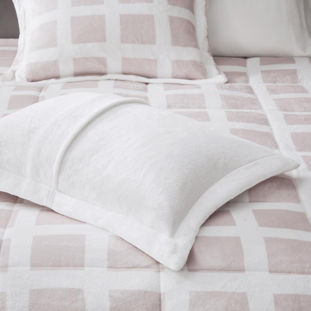 Madison Park Mills 3 Piece Blush Full Queen Plush Comforter Set