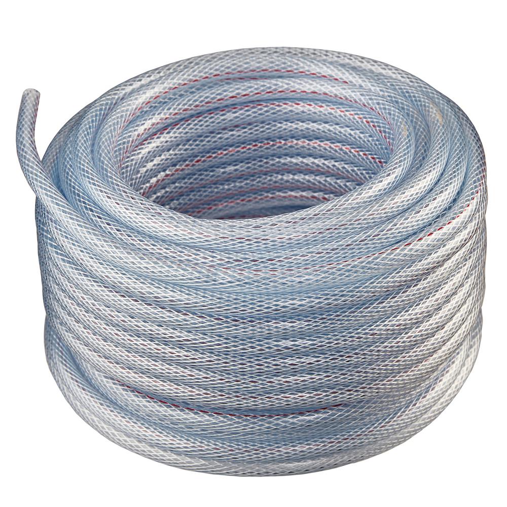 HYDROMAXX 3/8 in. I.D. x 1/2 in. O.D. x 100 ft. Braided Clear Non Toxic 3 8 Inch Tubing Home Depot