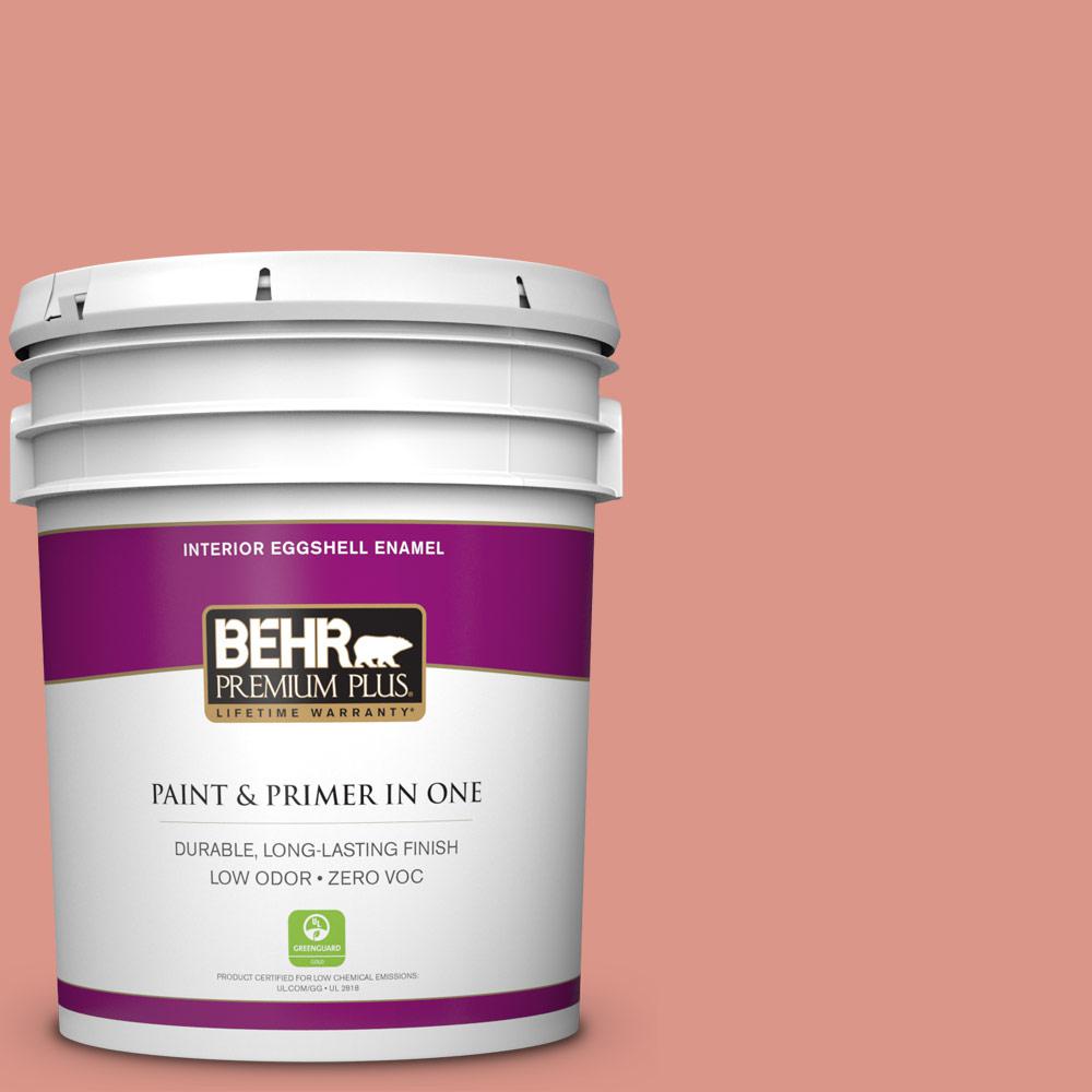BEHR Premium Plus 5 gal. M1703 Carnation Coral Eggshell Enamel Zero VOC Interior Paint and