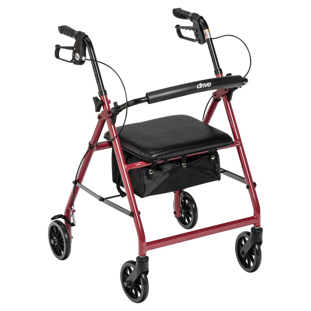 Drive 4Wheel Rollator Walker with Removable Folding Back Support and