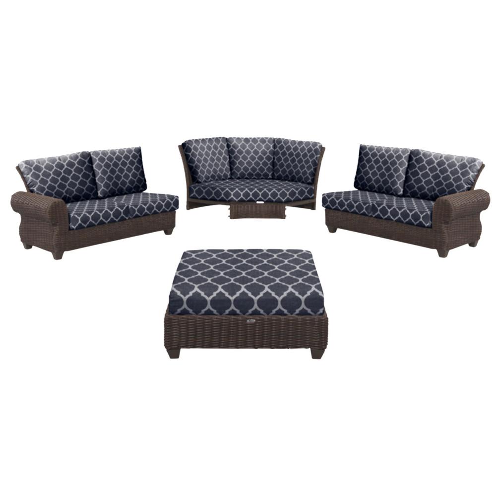 Hampton Bay Mill Valley 4 Piece Brown Wicker Outdoor Patio