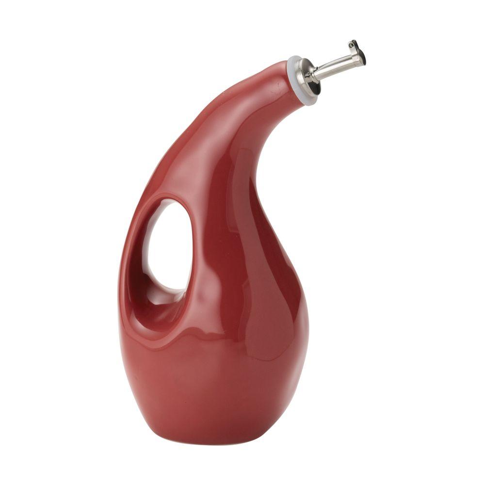 Rachael Ray Cucina Stoneware Cranberry Red Oil & Vinegar Dispensing Bottle