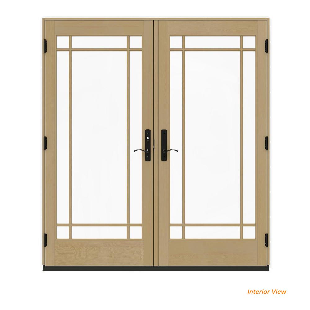 Jeld Wen 72 In X 80 W 4500 Contemporary White Clad Wood Right W 4500 Contemporary White Clad Wood Right Hand 9 Lite French Patio Door Unfinished Interior