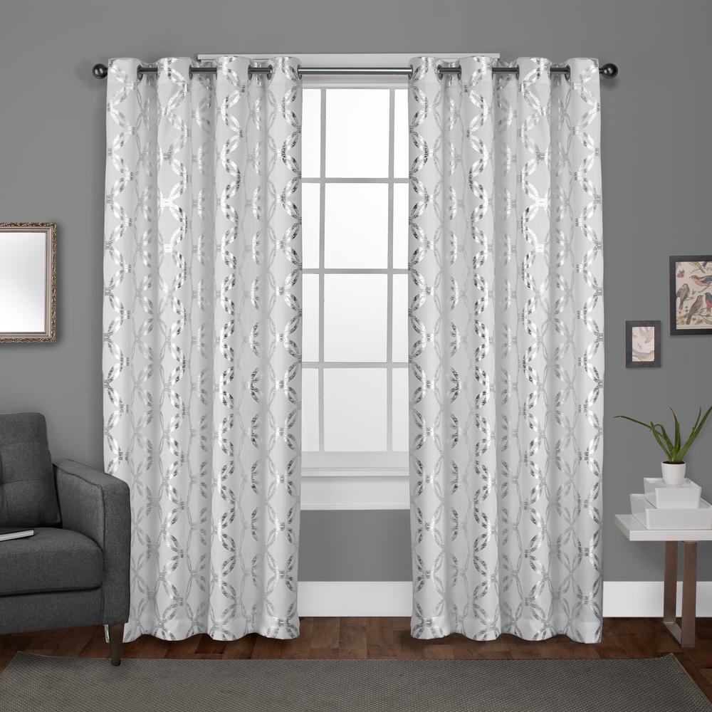 Essex Winter White Geometric Sheer Burnout Grommet Top Window CurtainEH818501 296G The Home