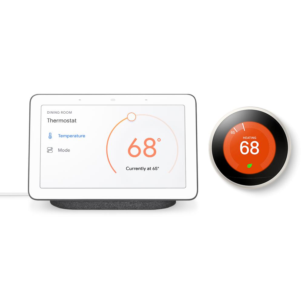 Google Nest Hub Charcoal and Nest Learning Thermostat 3rd Gen in WhiteVBGHHCHD32019W The Home