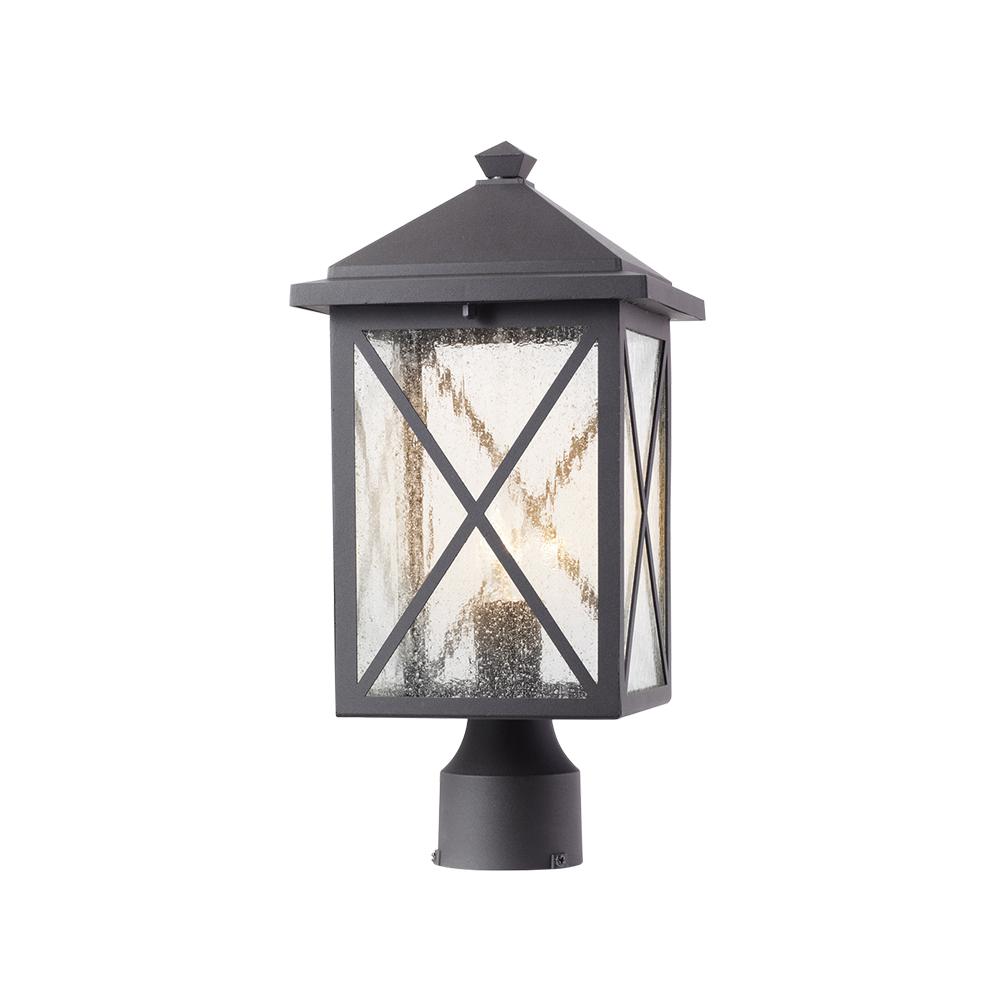 Wythe 1 Light Outdoor Black Post With Seeded Gl Wythe 1 Light Outdoor Black Post With Seeded Gl