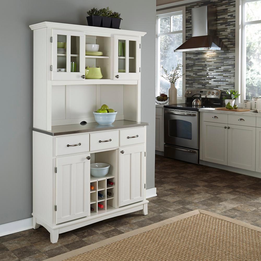 Home Styles White Buffet with Hutch-5100-0023-22 - The Home Depot