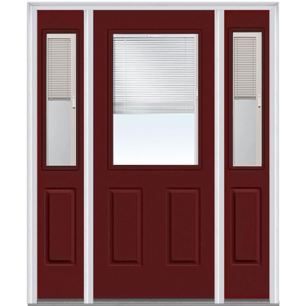 Red Front Doors Exterior The Home Depot 60 In X 80 Internal Blinds Left Hand 1 2