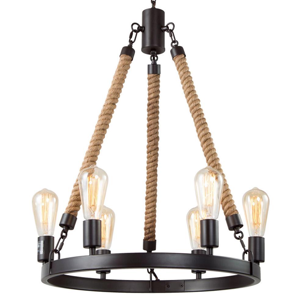 LNC Retro-farmhouse 6-Light Dining Chandelier with Oil Rubbed Bronze ...