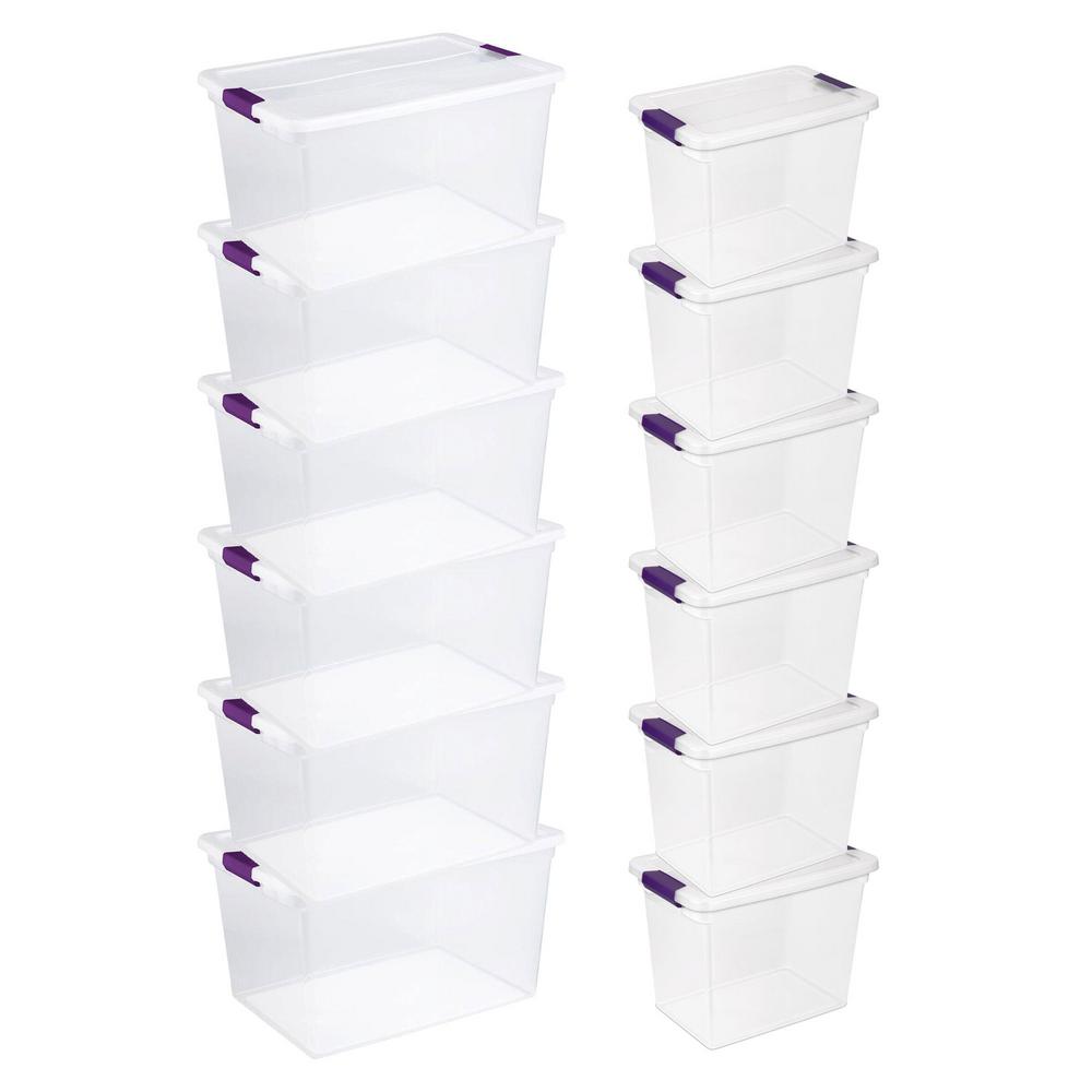 Sterilite Clear Box Storage Container (6Pack) + 27 Qt. Tote (6Pack)6