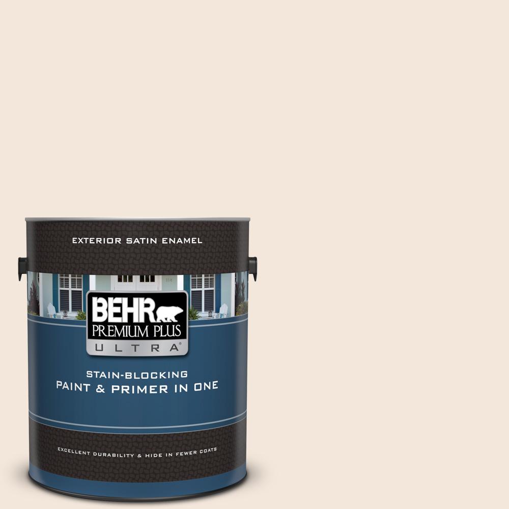 Behr Premium Plus Ultra 1 Gal Ecc 55 2 Adobe White Satin Enamel Ecc 55 2 Adobe White Satin Enamel Exterior Paint And Primer In One