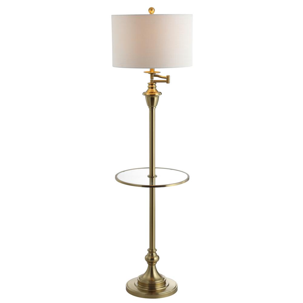 Cora 60 In Metal Glass Led Side Table And Floor Lamp Brass Metal Glass Led Side Table And Floor Lamp Brass Jyl3055a The Home Depot