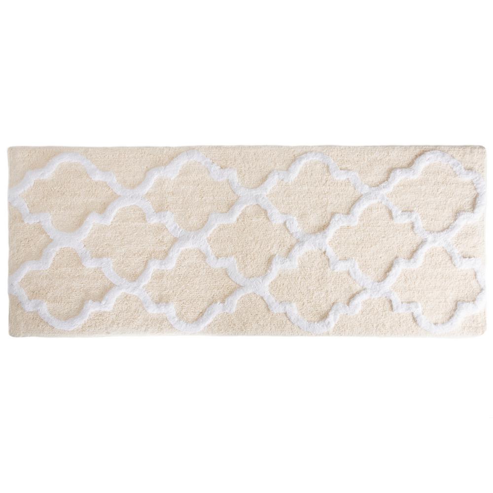 Lavish Home Trellis Bone 24 in. x 60 in. Bathroom Mat670029B The