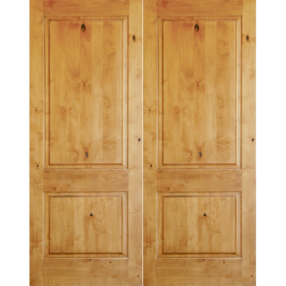 Krosswood Doors 64 In X 80 In Rustic Knotty Alder 2 Panel Square