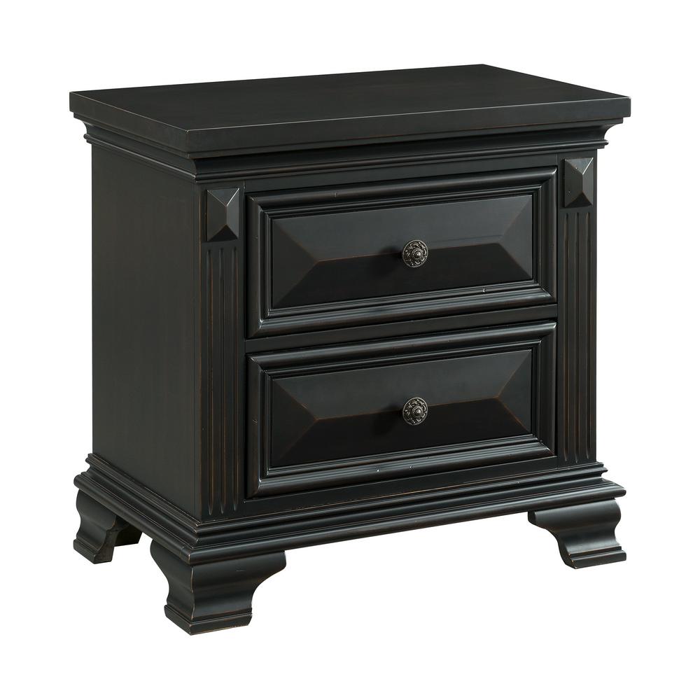 Picket House Furnishings Trent 2-Drawer Nightstand in Antique Black