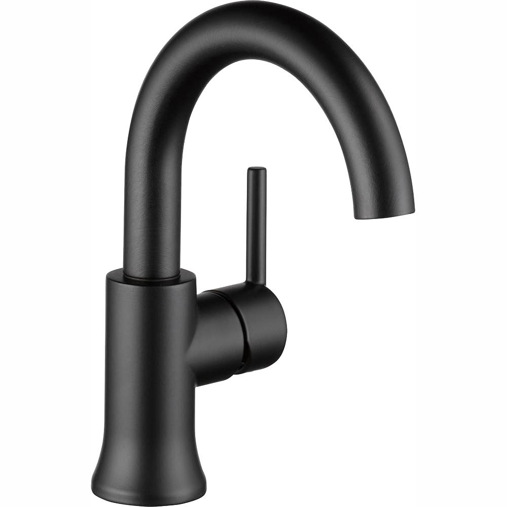 Delta Trinsic Single Hole Single-Handle Bathroom Faucet with Metal Drain Assembly in Matte Black