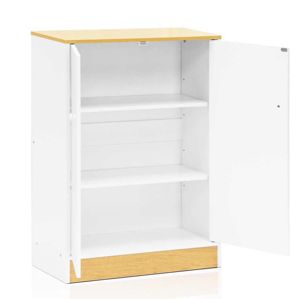 Furinno Manya White 2 Door Storage Cabinet Fnaj 11230wh The Home Depot Furinno Manya White 2 Door Storage Cabinet