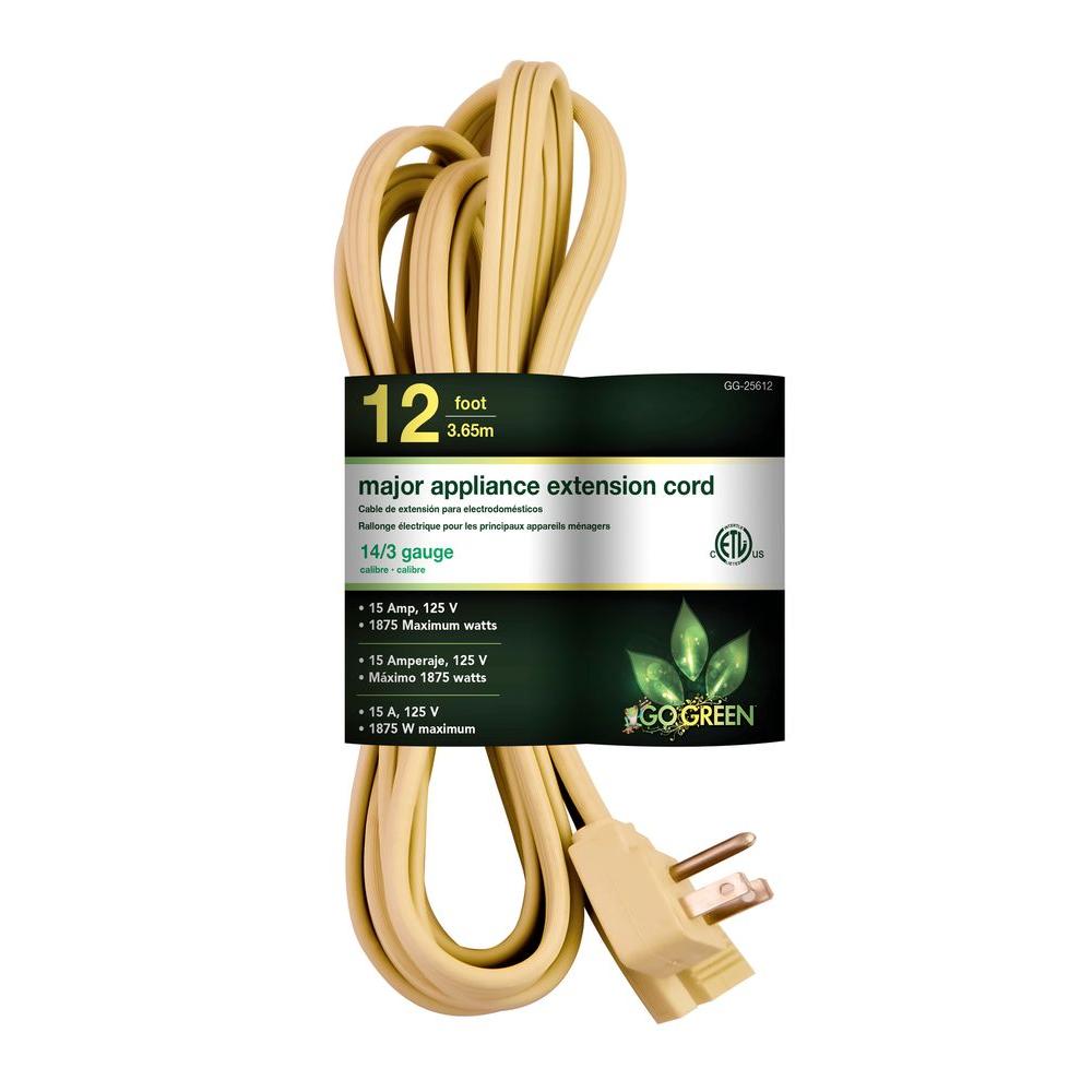 Power By Go Green 12 ft. 14/3 SPT A/C Extension Cord BeigeGG25612